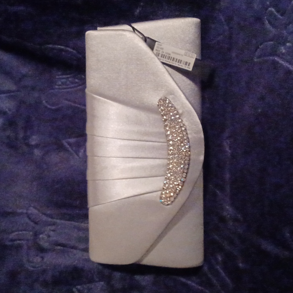Silver Clutch/strap purse
